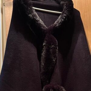 Pretty Persuasions Black Faux Fur Trim Coat